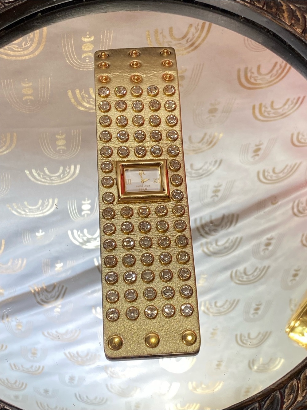 Betsey Johnson Gold Crystal-Studded Bracelet Watch vintage